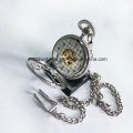 Flower Shaped Skeleton Mechanical Pocket Watch Alloy